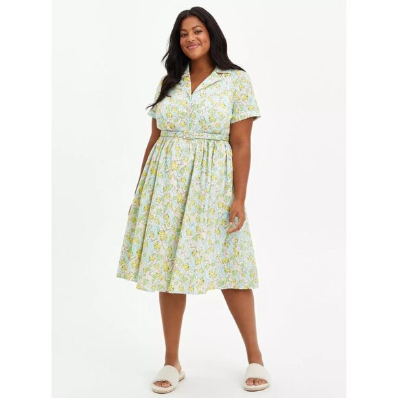 torrid Dresses & Skirts - Torrid Disney Dress Peter Pan Tinkerbell Swing Button Belted NWT